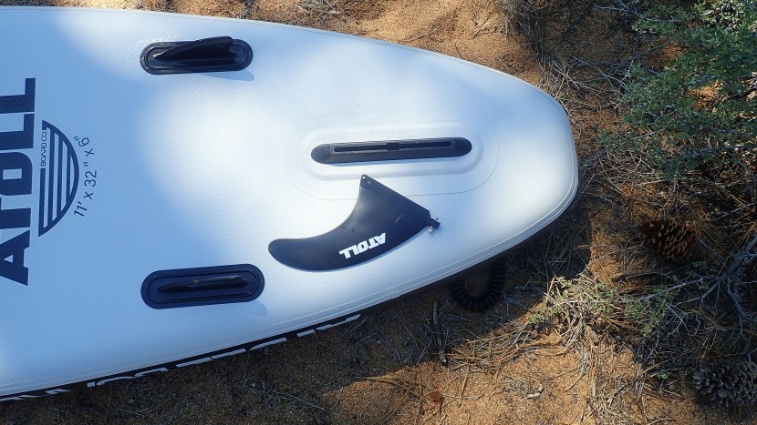 atoll 11' - the three-fin setup has two, smaller side fins and a larger center...