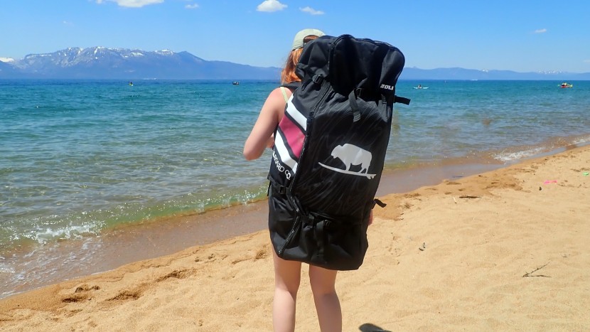 there is ample space to tuck away the board, pump, and accessories...