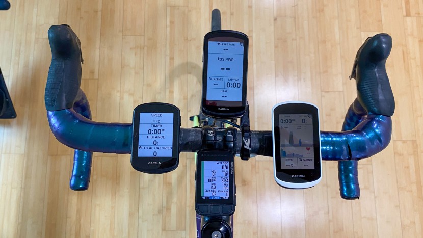 garmin edge 840 - the edge 840 (left) is good-sized, though dwarfed by the edge 1040...
