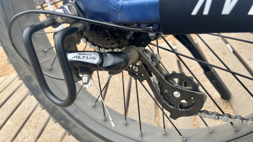 aventon aventure.2 step-through - the shimano altus derailleur takes care of shifting duties, and this...