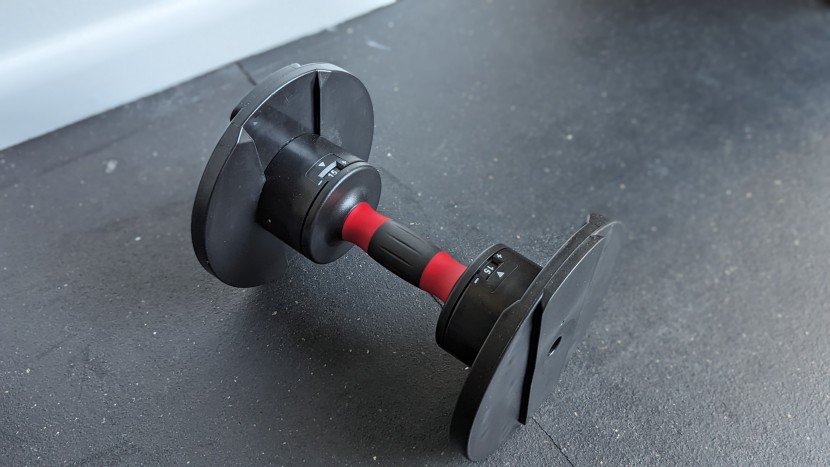 core home fitness adjustable set - round dumbbells can roll on an uneven floor and aren't stable if...