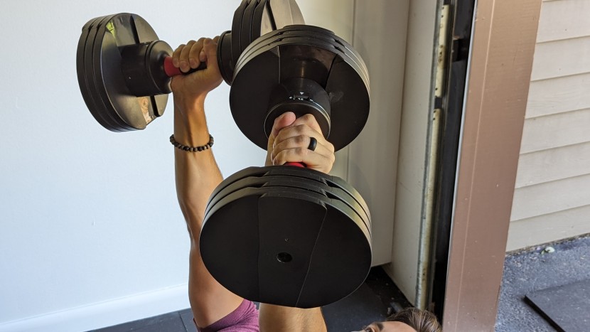 adjustable dumbbells are many sets of weights in one compact package.