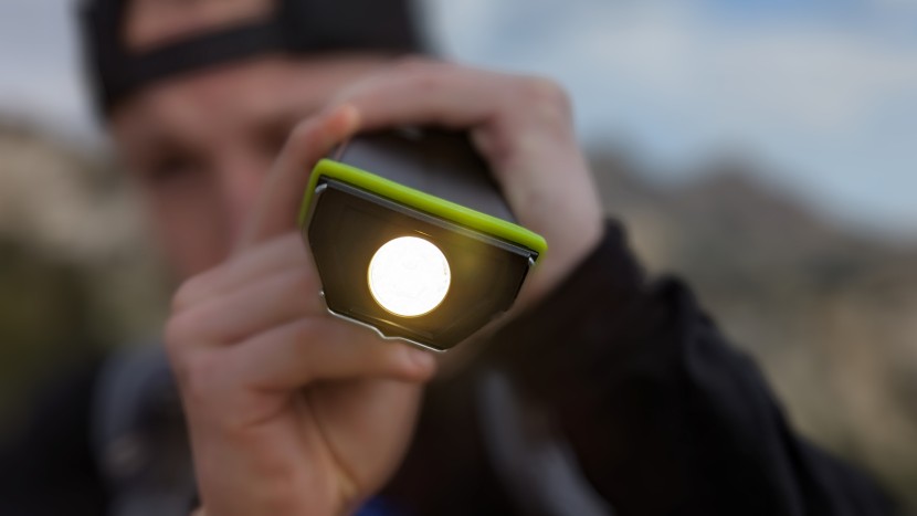 lantern - testing the flashlight features of one of our lanterns.
