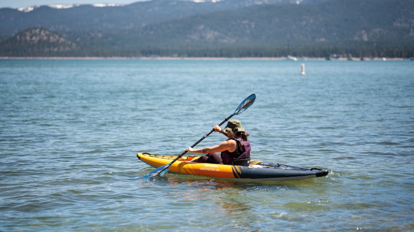 aquaglide deschutes 110 - the flat, wide deschutes is one of the more stable inflatables we've...