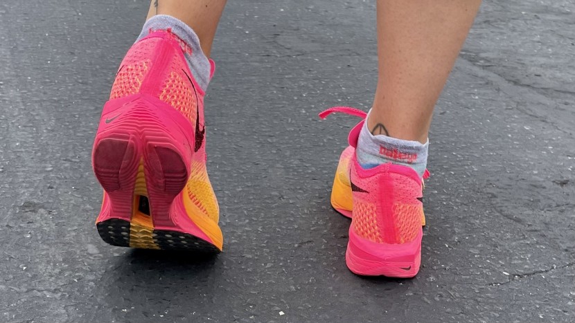 nike vaporfly 3 for women - the pattern that embellishes the outsole provides some grip, but not...