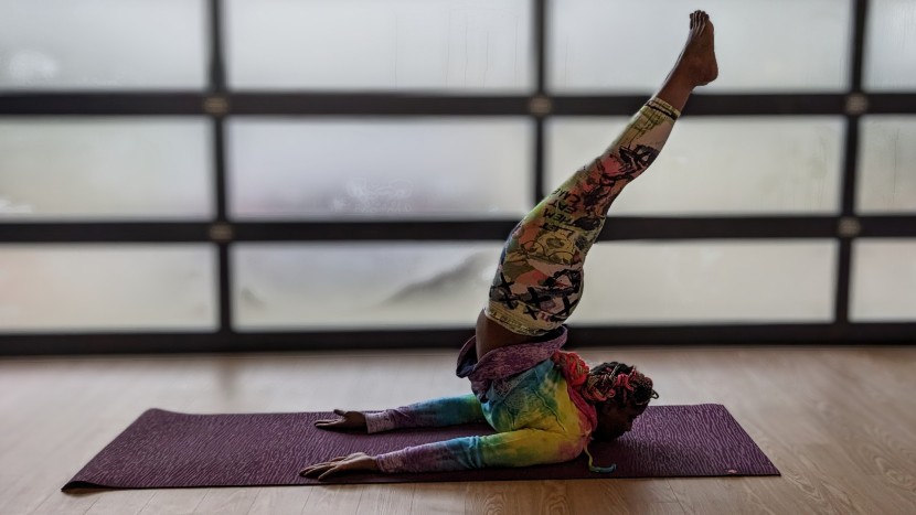 the traction "rails" on the top of the manduka offers friction we...