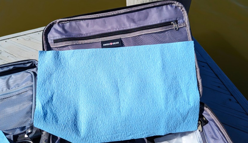 swissgear sion softside expandable 21-inch - we placed a sheet of blue paper towel inside our swissgear to absorb...