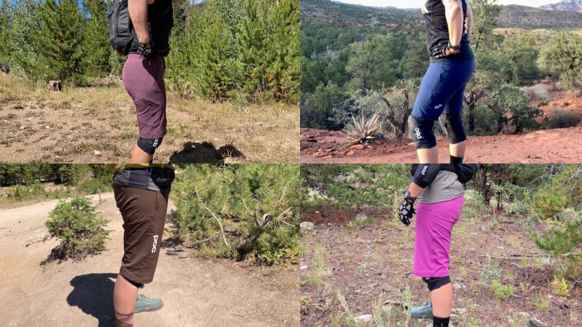 here we have four different shorts that whose leg openings all...