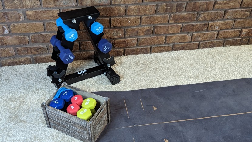 dumbbells - racks can help organize weights and are easy to remove them from;...