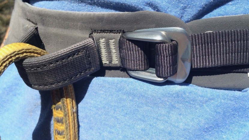 climbing harness - self-locking buckles are the standard for modern climbing harnesses.