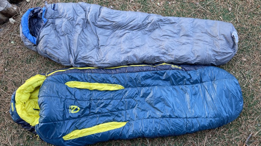backpacking sleeping bag - the biggest comfort difference between the narrow hummingbird (top)...