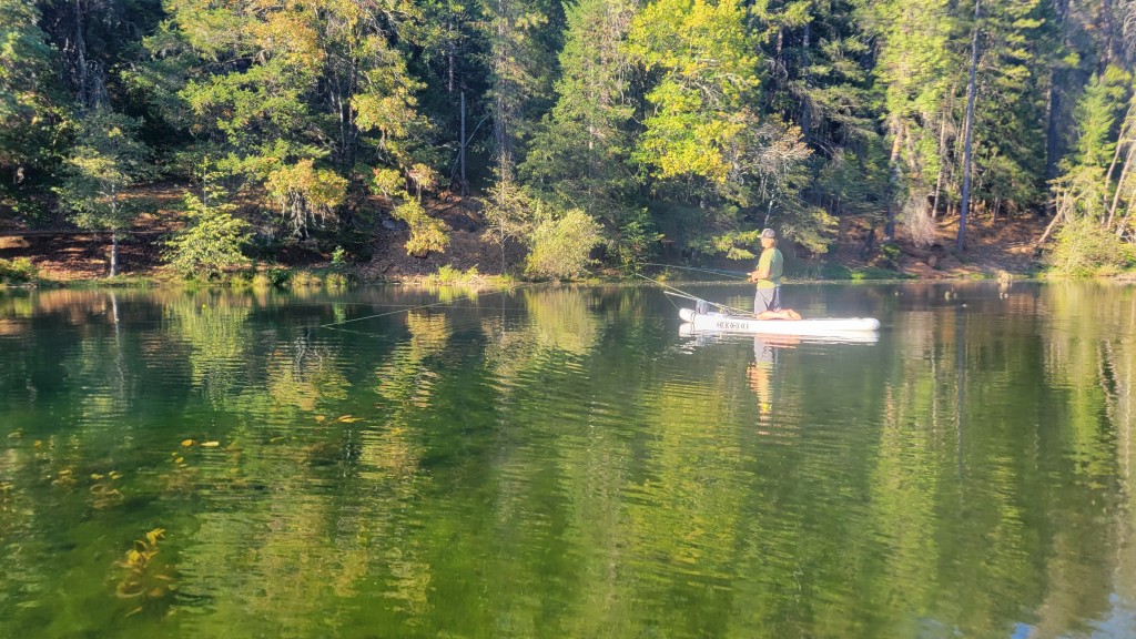 fishing rod - the paddle board was an easy way to reach the fish jumping out in...