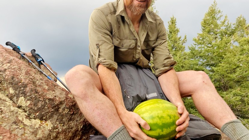 ultralight backpack - we found watermelons an excellent prop to use as added ballast...