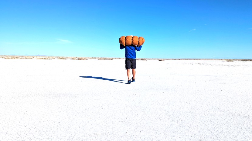 headed for nowhere on utah's bonneville salt flats.