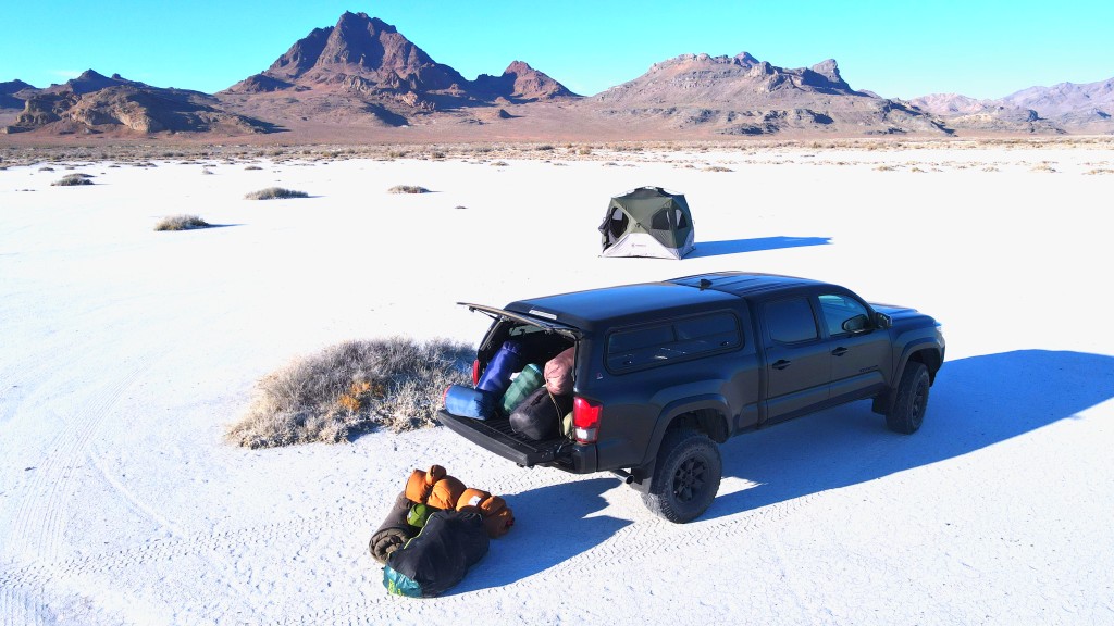 camping sleeping bag - packing up after a full day of testing.