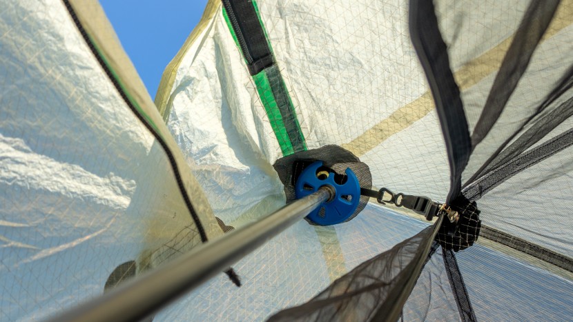 tarptent stratospire ultra - trekking poles fit snugly upside down in a design that provides a...