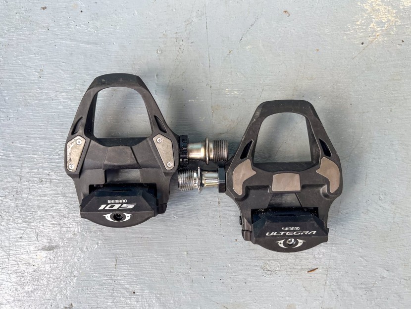 road bike pedals - you can clearly see the differences between the lower level 105 and...