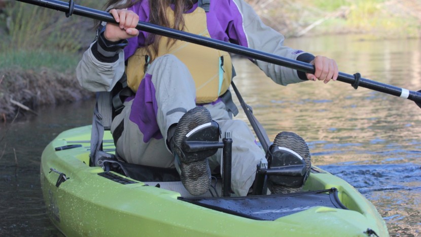 hobie mirage compass - by pulling a simple lever, you can switch the pedal system to engage...