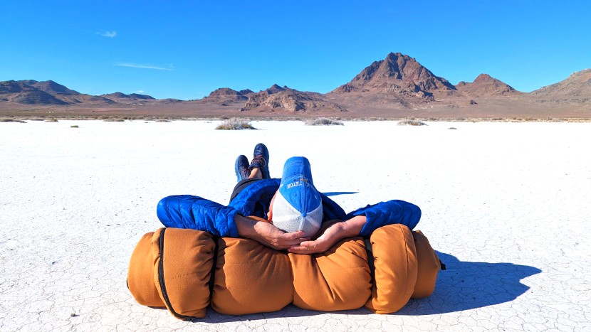 camping sleeping bag - chillin' like an old cowboy. the deer hunter is over-stuffed, very...