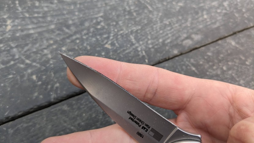 kershaw leek - the factory edge of the leek's blade. this one is nearly new, but we...