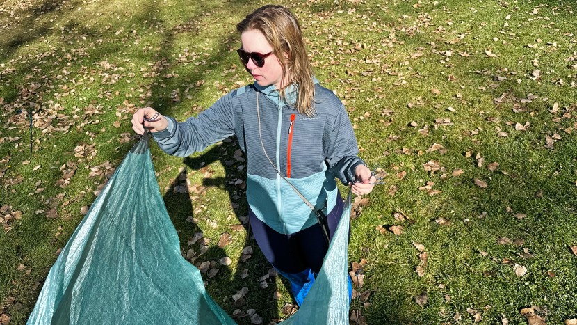 hyperlite mountain gear flat tarp - take the time to fold up the dcf material, rather than stuffing it...
