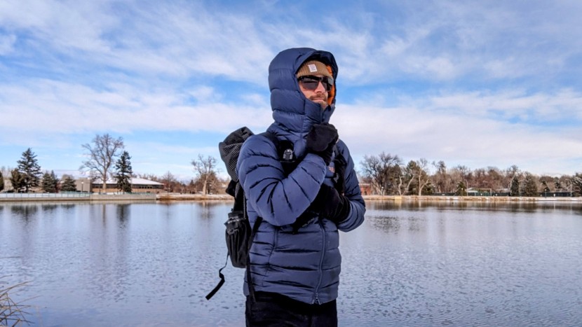 down jacket men - it's important to have a warm jacket to wear on chilly winter hikes.