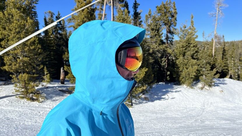 arc'teryx alpha sv - the stiff fabric is heavy, but offers great protection from the...