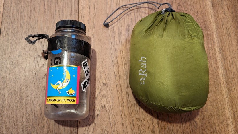 rab microlight alpine - the microlight alpine is relatively packable, shown here next to a...