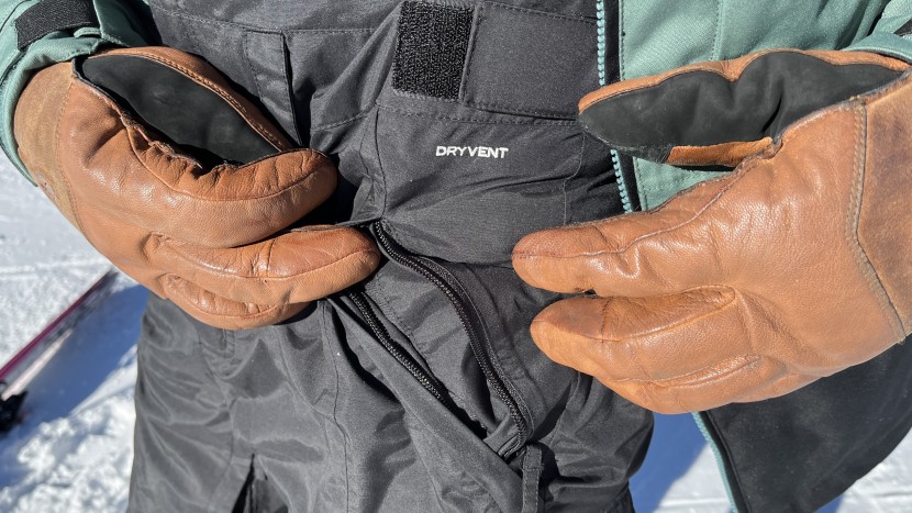 the north face freedom bib's waist pockets are the only zippered...