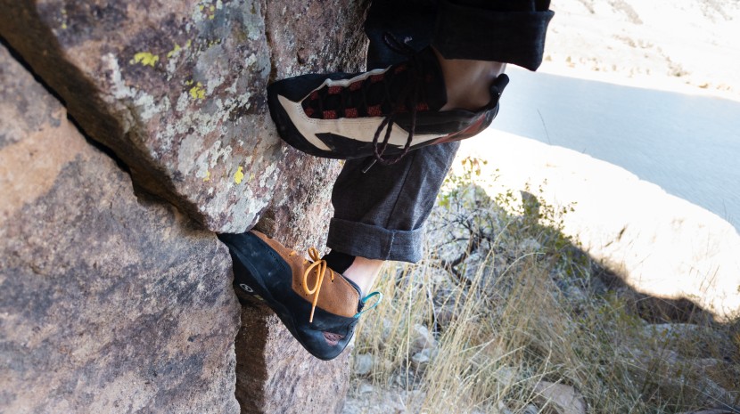 climbing shoes - testing different shoes side-by-side to compare climbing prowess...