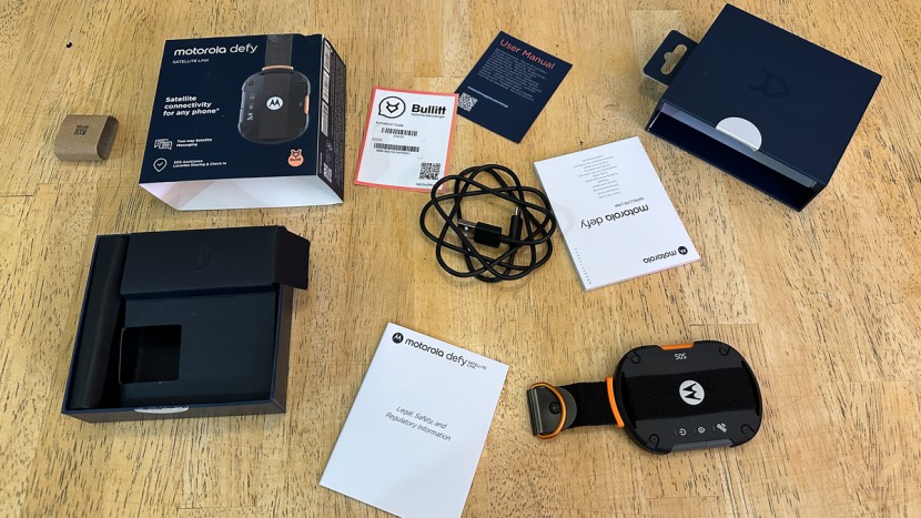 motorola defy satellite link - the box contents of the motorola defy satellite link. note some...