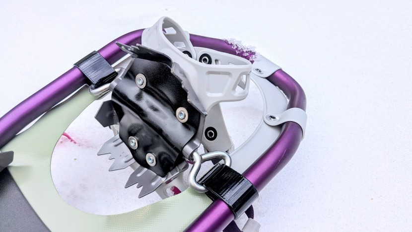 tubbs wilderness for women - the hefty cobra toe crampon bites the snow and help with uphill...