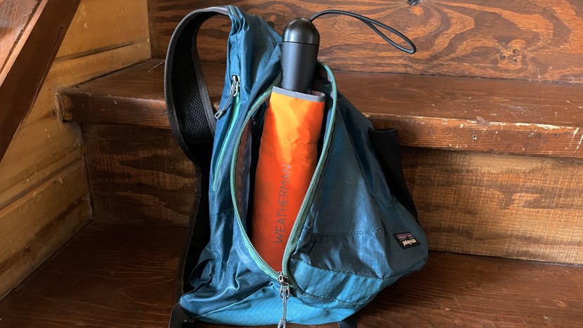 the weatherman travel is small enough to fit in a backpack or purse.