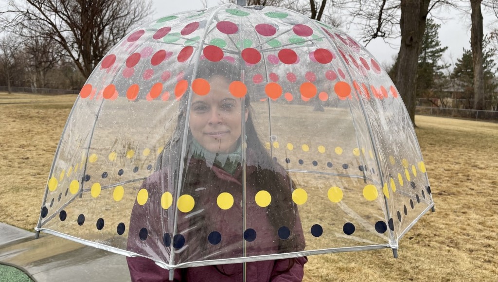 totes clear bubble - a clear view means we can tuck ourselves inside for protection yet...