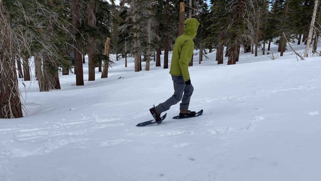 msr evo trail - this model shines when the snow isn't too soft or deep.