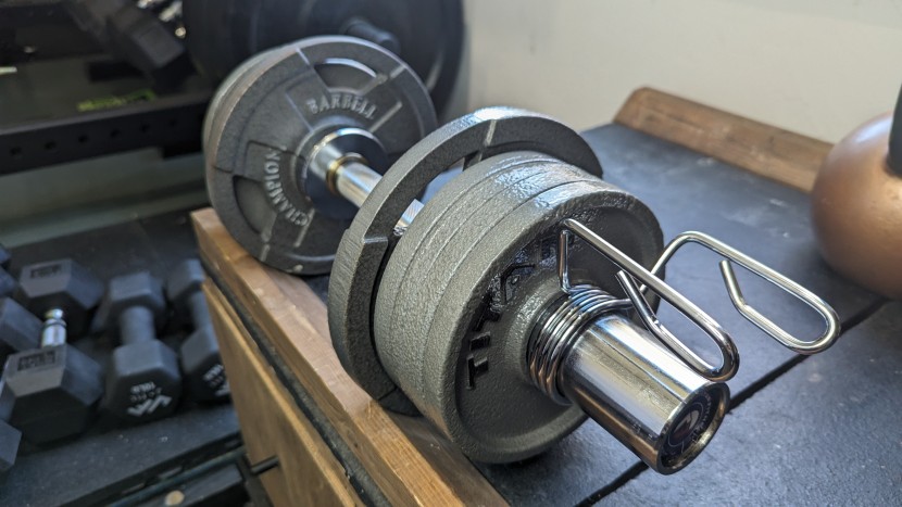 don't forget to secure the weight plates. a spring collar can be...