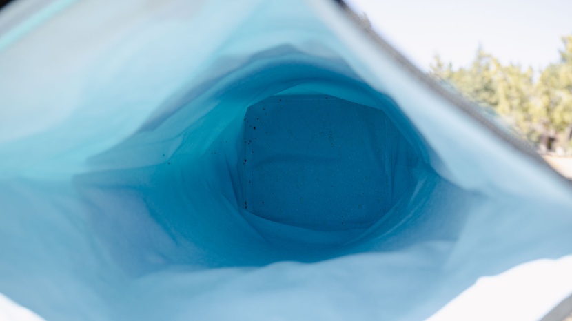 icemule jaunt 15 - the inside of this dry-bag style cooler.