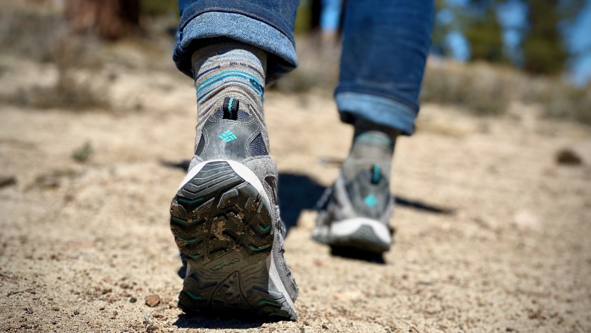 the columbia crestwood supplies an omni-grip rubber outsole that...