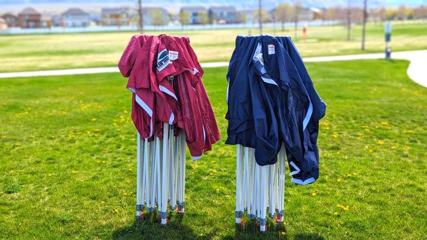 eurmax standard 10x10 - our newest eurmax (blue, right) has slightly thinner canopy...