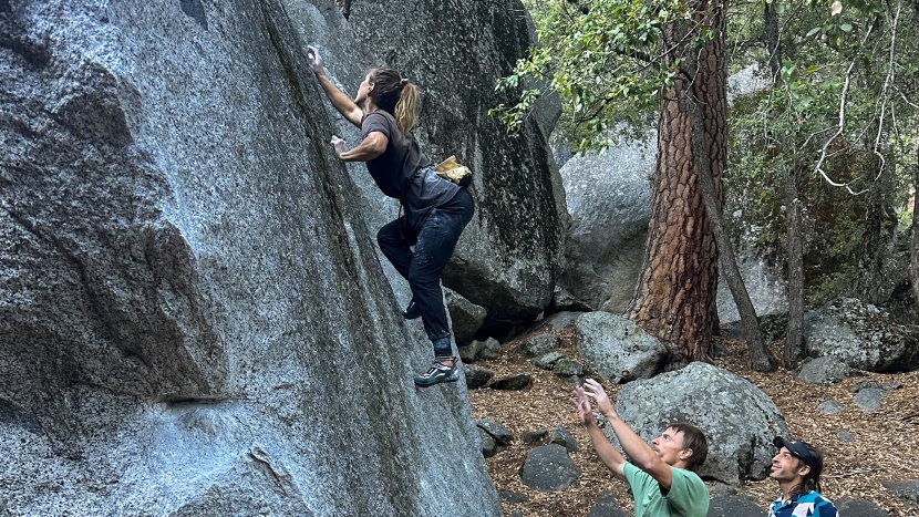 climbing shoes womens - testing out rubber on a polished start in yosemite valley.