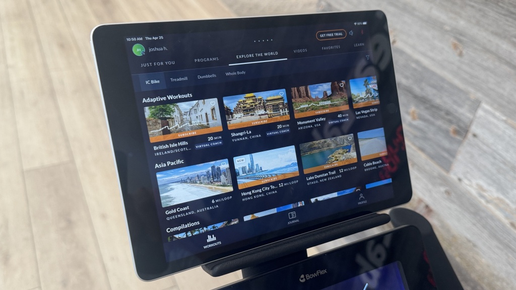 bowflex ic bike se - "explore the world" workouts in scenic locations do wonders to mix...