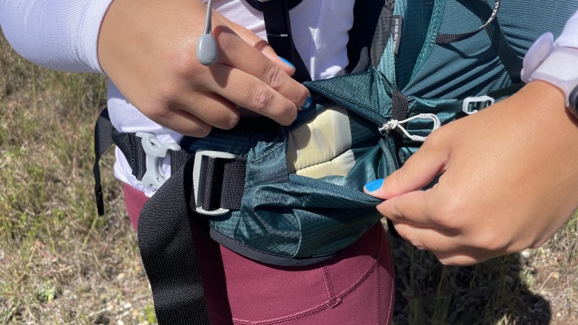 osprey eja 58 - the hip pockets on the eja are not as big as we'd like, but they are...