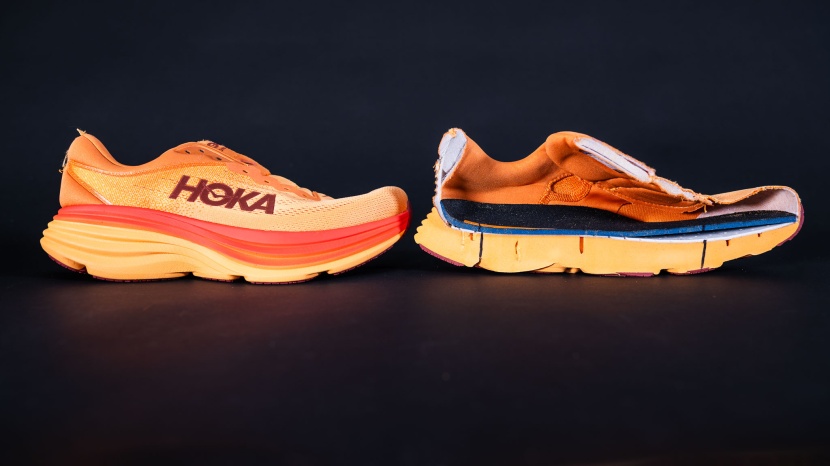hoka bondi 8 - the stack height of the bondi 8 suggests comfort, but the reality is...