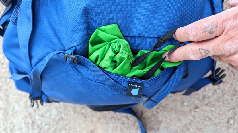 osprey rook 65l - the rook comes with a rain cover that stores in a zippered pocket...