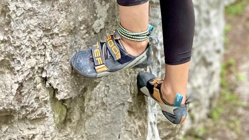 scarpa booster - although we couldn't stand on them for hours, we could still edge...