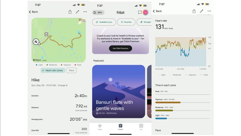 gps watch - the fitbit app has a layout that is easy to use and allows you to...