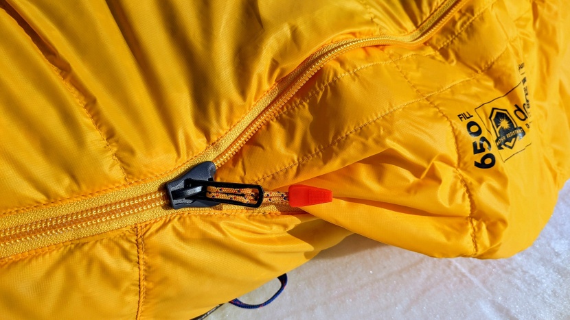 marmot never summer 0 - the main zipper features a wedge-shaped slider that helps prevent...