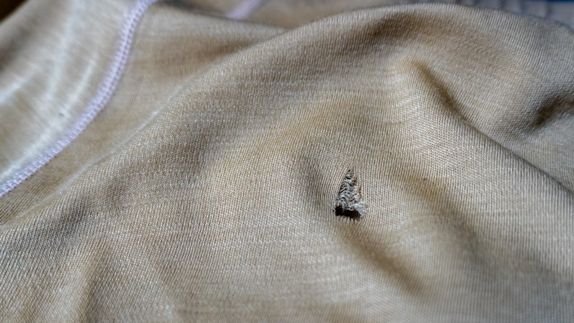 a small hole naturally developed during our testing from use.