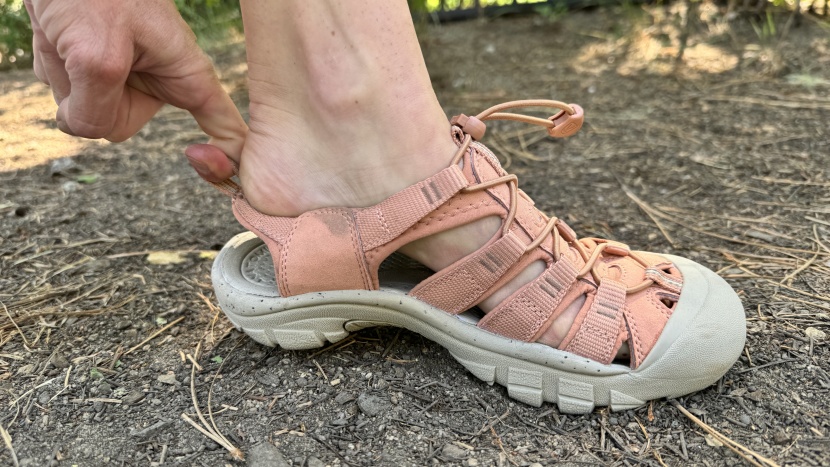 without any velcro adjustment, pulling on the tight-fitting newport...