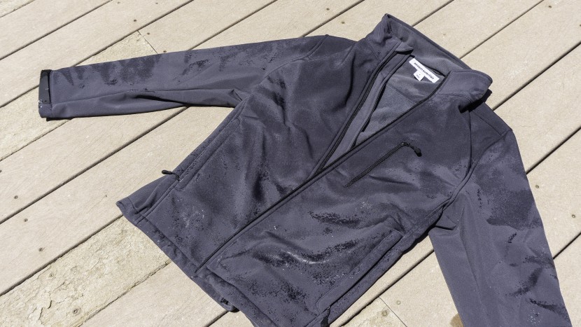 amazon essentials water-resistant - this photo was taken after our shower test, this option's absorbed...